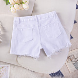 Casual Women High-waist Broken-holes Plus Size Denim Shorts GZHY-6115