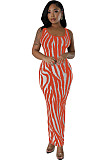 Zebra Print Elegant Long Dresses Backless Maxi Vest Dress RS-3146