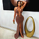 Hot Sexy Backless Halter Hollow-out Split Fishtail Long Dress NTY-7591