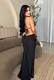 Hot Sexy Backless Halter Hollow-out Split Fishtail Long Dress NTY-7591