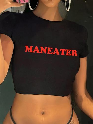 Street Letter Prints Short T-shirt Top RS-0202