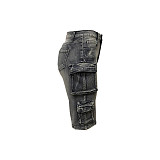 Women loose pockets denim casual shorts LSD-2405