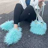 Woolen Home Slippers + One Shoulder Handbag Set RS-51345