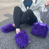Woolen Home Slippers + One Shoulder Handbag Set RS-51345