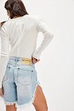 Fashion Women Broken-holes Tassel Denim Fifth-pants Large Size DLSD-2419