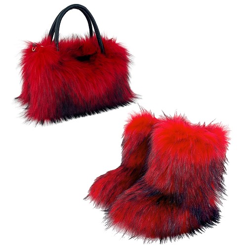 Winter Lady Fashion Fur Handbag + Fur Snow Boots RS-050802