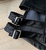 Black PU-leather Hollow-out Women Club Sexy Hotpant GZHY-838