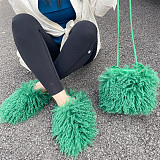 Woolen Home Slippers + One Shoulder Handbag Set RS-51345