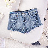 Sexy Hollow-out Low-waist Women Nightclub Denim Hotpant GZHY-646
