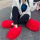 Woolen Home Slippers + One Shoulder Handbag Set RS-51345