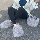 Woolen Home Slippers + One Shoulder Handbag Set RS-51345