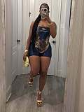 Fashion Print Sexy Wrap Cloth Strapless Shorts Suit RS-300340