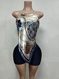 Fashion Print Sexy Wrap Cloth Strapless Shorts Suit RS-300340