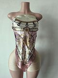 Fashion Print Sexy Wrap Cloth Strapless Shorts Suit RS-300340