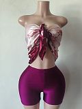 Fashion Print Sexy Wrap Cloth Strapless Shorts Suit RS-300340