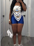 Fashion Print Sexy Wrap Cloth Strapless Shorts Suit RS-300340