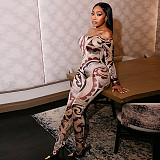 Summer Autumn One-shoulder Long Sleeve Fitting Elastic Jumpsuit RS-J25JP203