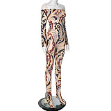 Summer Autumn One-shoulder Long Sleeve Fitting Elastic Jumpsuit RS-J25JP203