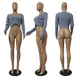 V Neck Single-breasted High Stretch Knit Sweater CN-0203