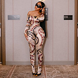 Summer Autumn One-shoulder Long Sleeve Fitting Elastic Jumpsuit RS-J25JP203