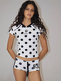 Polka Dot Printed T-shirt Shorts Set XS-K25L1000