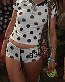 Polka Dot Printed T-shirt Shorts Set XS-K25L1000