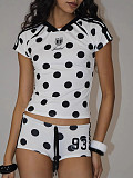 Polka Dot Printed T-shirt Shorts Set XS-K25L1000