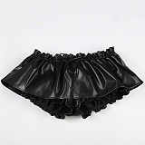 Rivet Leather Skirt PU Sexy Mini Autumn LR-23216