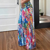 Casual Straight Leg Pants Painted Elastic Denim Trousers SMJR-8020
