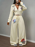 Women's Loose Hoodied Drawstring Wide-leg Pants Set MJL-HH006