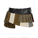 Rivet Leather Skirt PU Sexy Mini Autumn LR-23216
