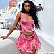 Watermelon Red Sexy Halter Top Slit Skirt Two-piece Set JY-710681