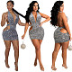 Party Strappy Sequined Halter Backless Dress (With Lining) LSD-81075
