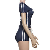 Printed V-neck Short Sleeve Skinny Shorts Set ZJQD-K25S62488