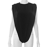 Hooded Inverted Triangle Pleated Waist-exposing One-piece Suit DZHT-J25ST135