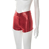 PU Snake Leather Tight Low Waist Shorts For Women DZHT-D25PT233