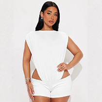 Hooded Inverted Triangle Pleated Waist-exposing One-piece Suit DZHT-J25ST135 Hooded Inverted Triangle Pleated Waist-exposing One-piece Suit DZHT-J25ST135