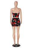 Summer New Strapless Printed Spice Girl Set Skirt Two-piece Set HZXY-0469