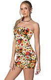 Summer New Strapless Printed Spice Girl Set Skirt Two-piece Set HZXY-0469