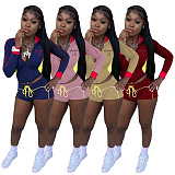 Embroidered Stretch Elastic Sportswear Long Sleeve Women Shorts Set MEM-88660