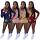 Embroidered Stretch Elastic Sportswear Long Sleeve Women Shorts Set MEM-88660