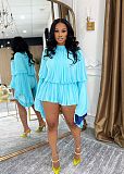 Fashionable Solid Color Casual Style Round Neck Lantern Sleeve Loose Waist Jumpsuit ORY-5273