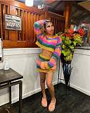 Sweet Casual Striped Knitted Mini Dress Set TR-1341