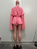 Fashionable Solid Color Casual Style Round Neck Lantern Sleeve Loose Waist Jumpsuit ORY-5273