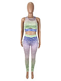 2025 Cut Out Slim Printed Vest Skinny Pants Set SHD-9545