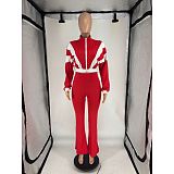 Casual Fit Flared Pants Long-sleeved Short Jacket Sport Two Pieces Suit FOS-8811