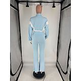 Casual Fit Flared Pants Long-sleeved Short Jacket Sport Two Pieces Suit FOS-8811