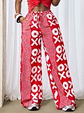 Stripe Wide Leg Mid Elastic Waist Casual Long Pants XS-K25L1128