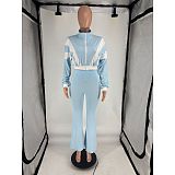Casual Fit Flared Pants Long-sleeved Short Jacket Sport Two Pieces Suit FOS-8811