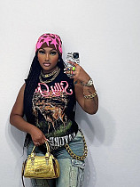 American Street Style Sleeveless Letter-printed T-shirt Vest Top XS-YJ24048